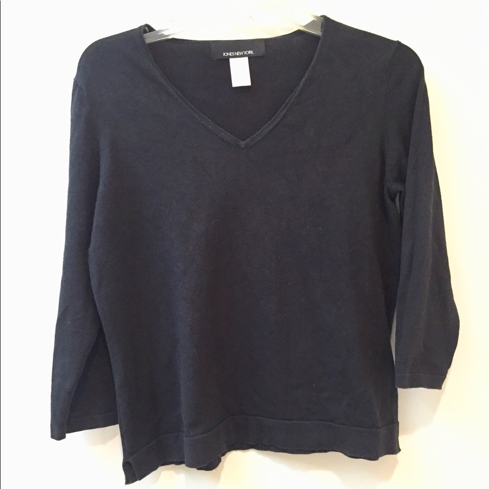 Jones New York Silk V Neck Sweater Med